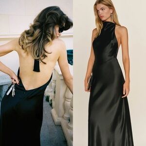 REFORMATION NWT Bianca Silk Dress in Black 4